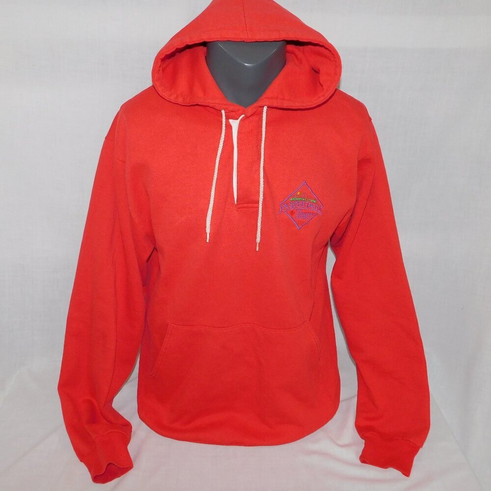 Vintage Jasper Park The Canadian Rockies Red Hoodie Hooded Sweatshirt Adult XL